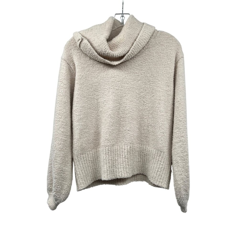 Kaisley Womens Fuzzy Soft Pullover Sweater Cowl Neck Cream Size XS